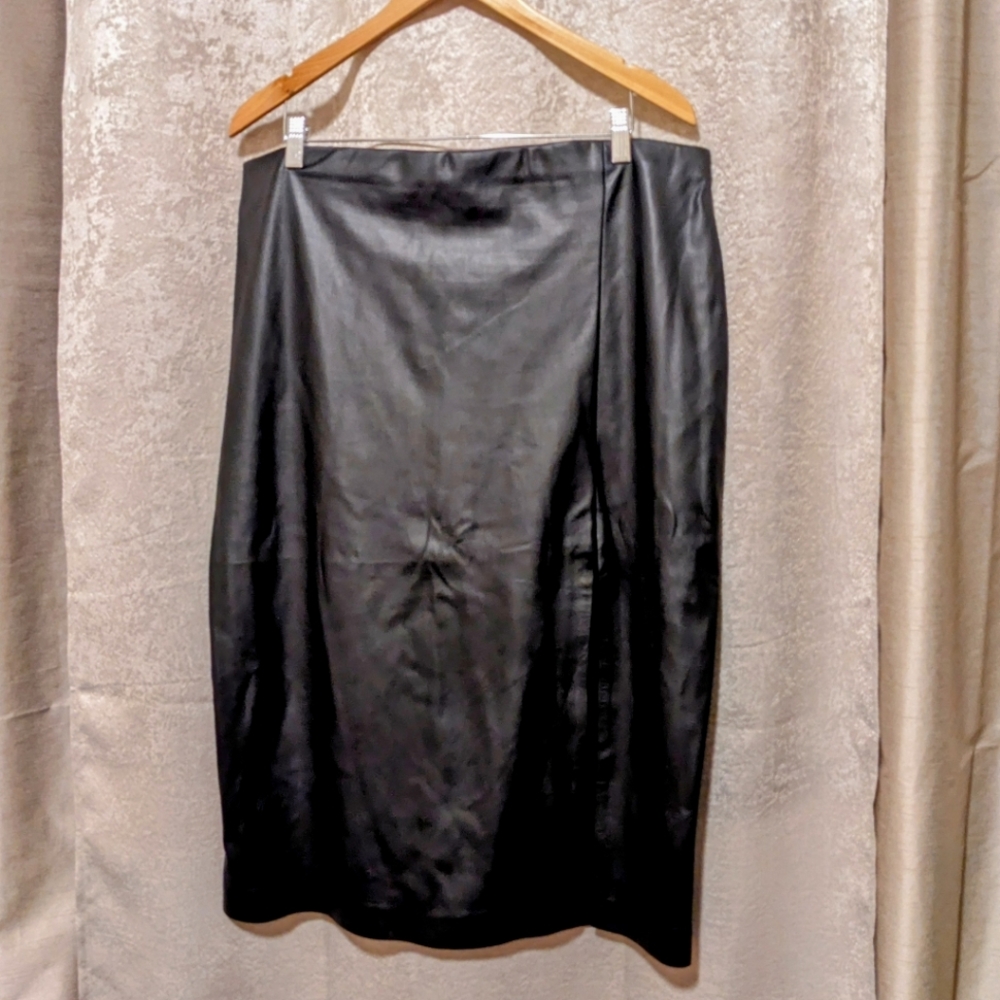 Faux Leather Midi Skirt